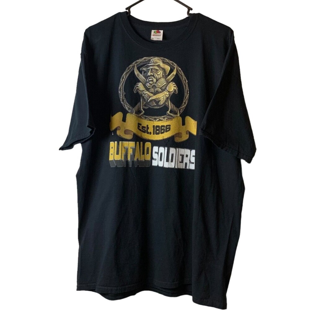 Vintage Buffalo Soldiers T-Shirt HD Cotton Size XL Black/Gold/White